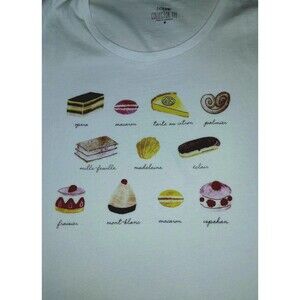J. Crew Collector French Desserts Graphic Tee Sz S Whimsical French Girl Paris